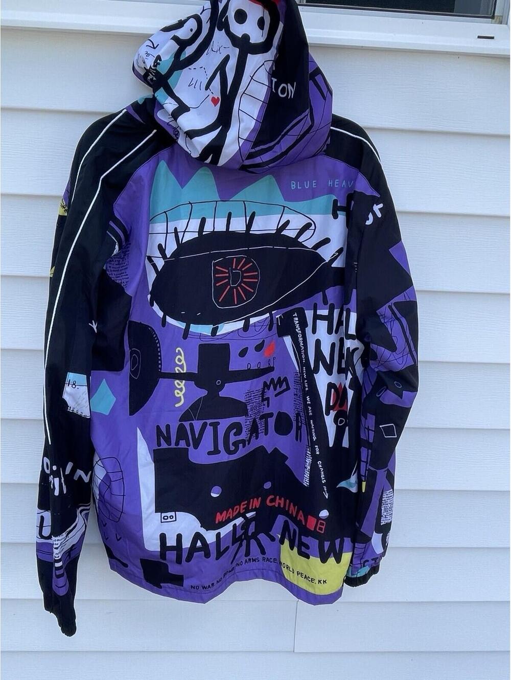 RARE BKYS Mens Streetwear Statement Jacket 3XL Works Peace Pullover Chest 50”